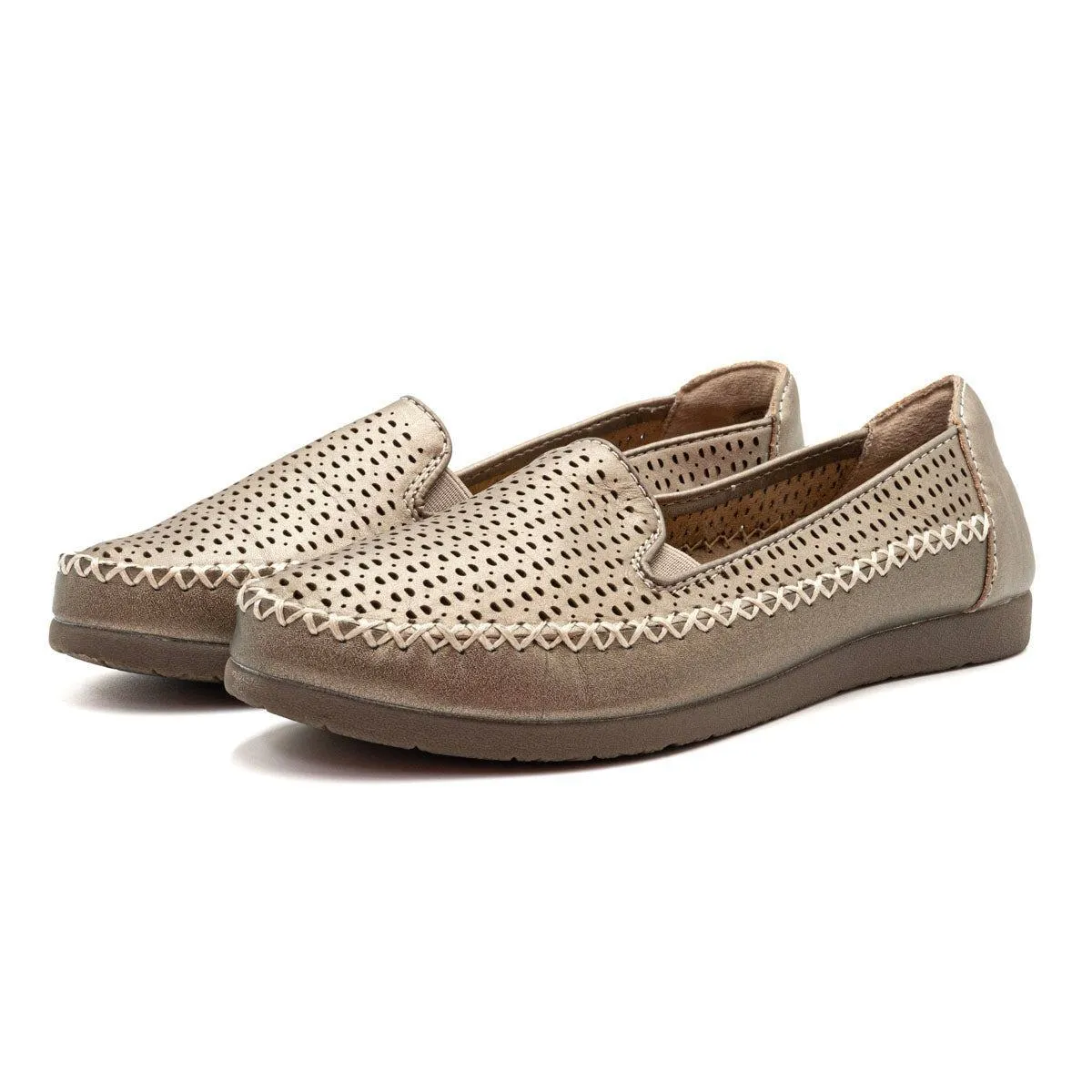 Earth Origins Lizzy Casual Loafers Fabric Gold Colour For Women