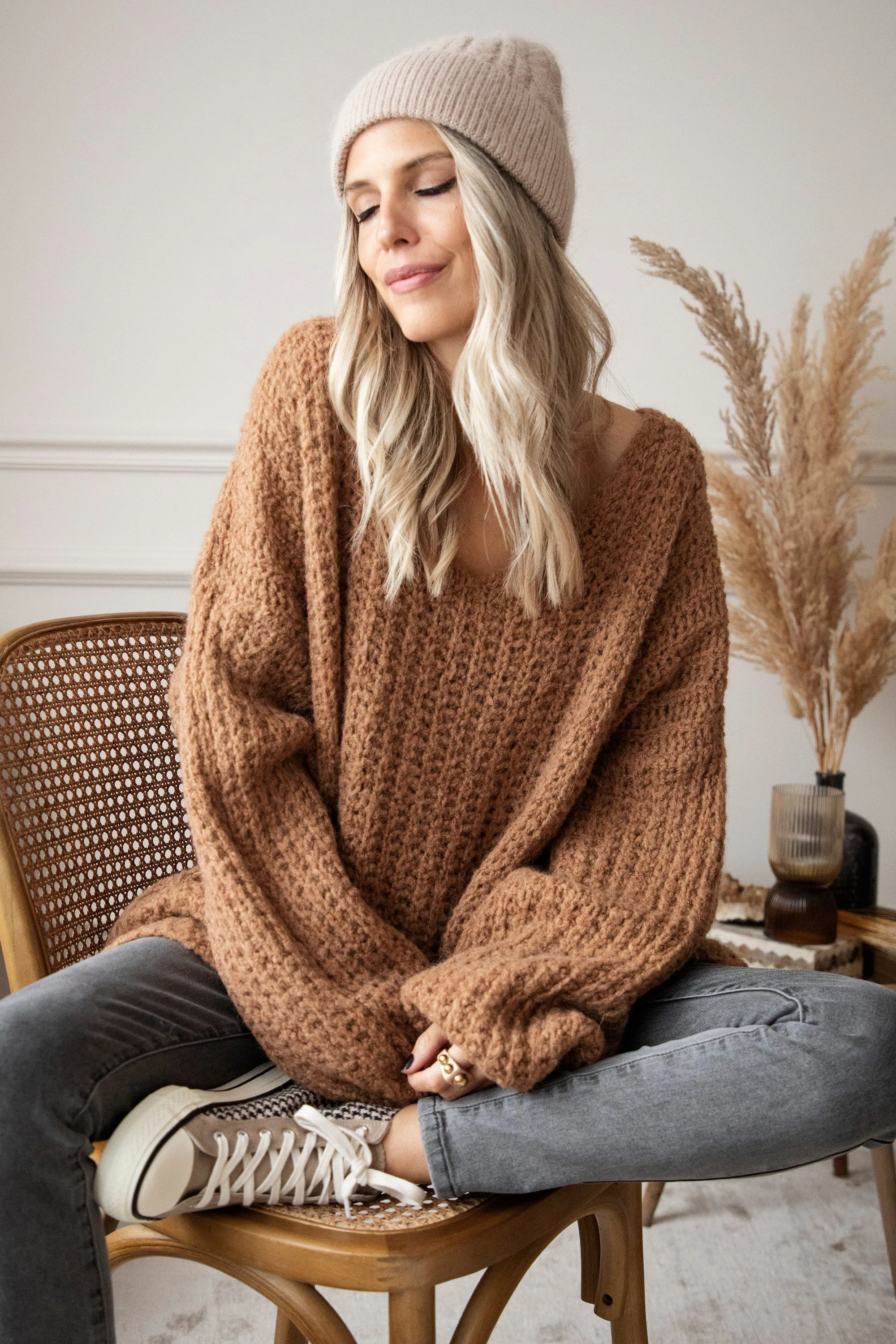 Extra Long, Extra Cozy Camel - Trui