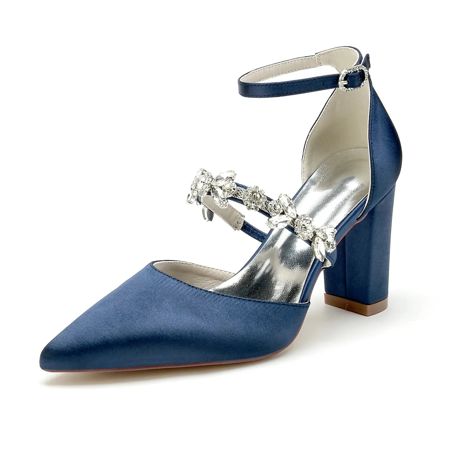 Funki Buys | Shoes | Women's Satin Crystal Block Heeled Shoes