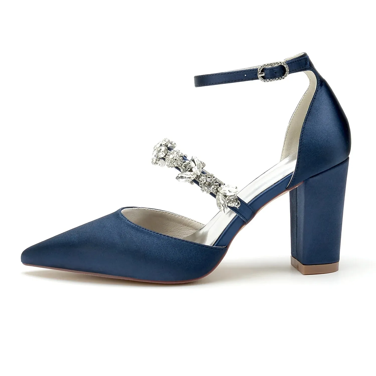 Funki Buys | Shoes | Women's Satin Crystal Block Heeled Shoes