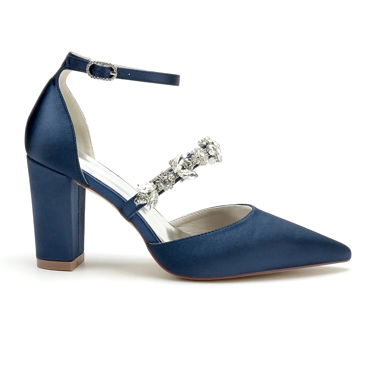 Funki Buys | Shoes | Women's Satin Crystal Block Heeled Shoes