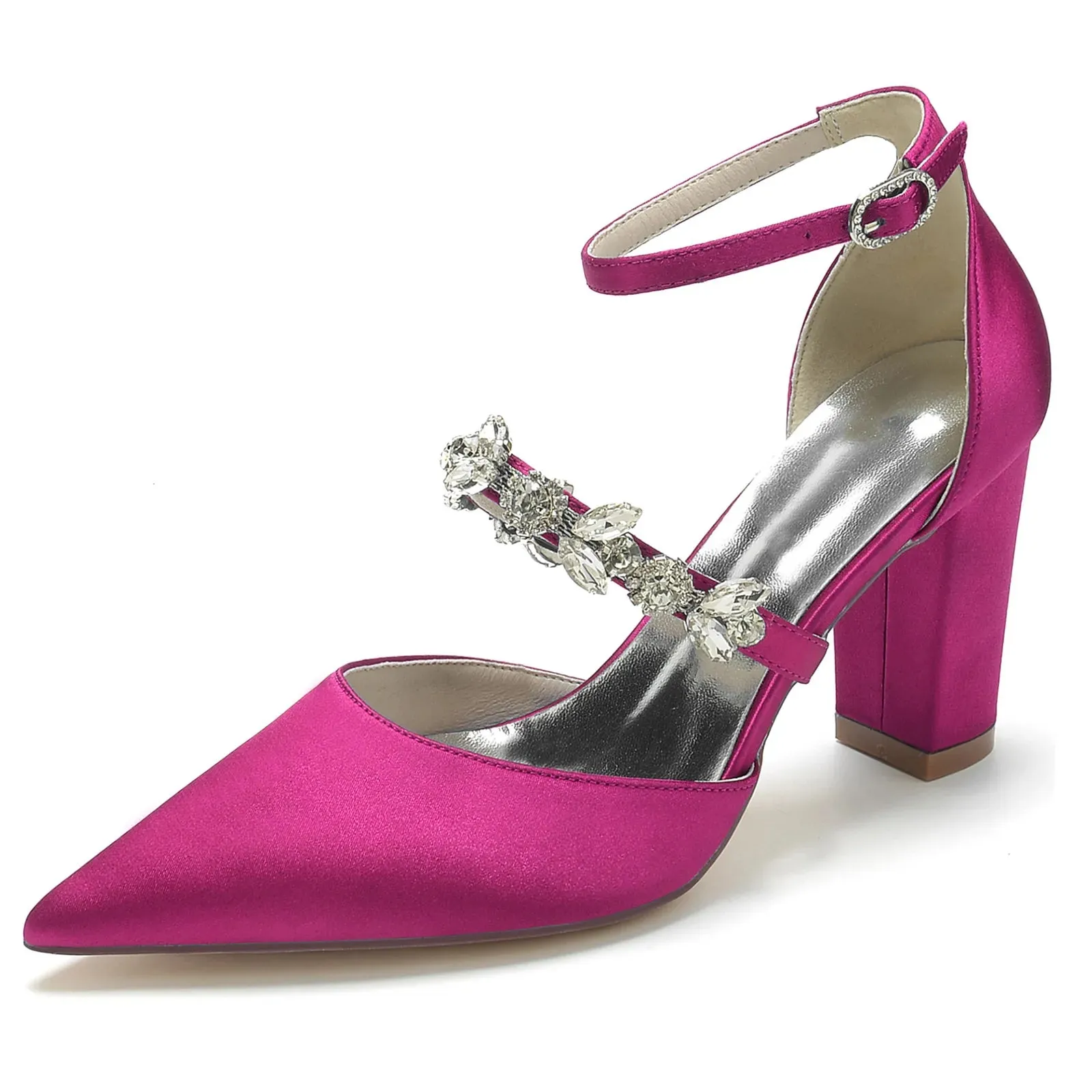 Funki Buys | Shoes | Women's Satin Crystal Block Heeled Shoes