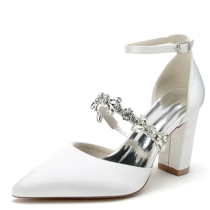 Funki Buys | Shoes | Women's Satin Crystal Block Heeled Shoes