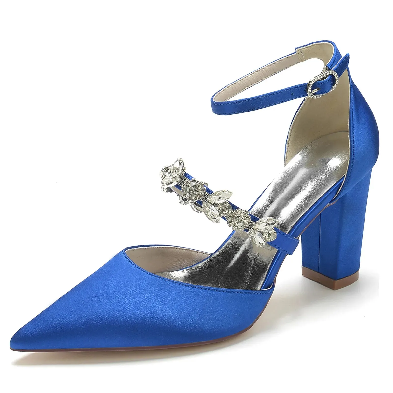 Funki Buys | Shoes | Women's Satin Crystal Block Heeled Shoes