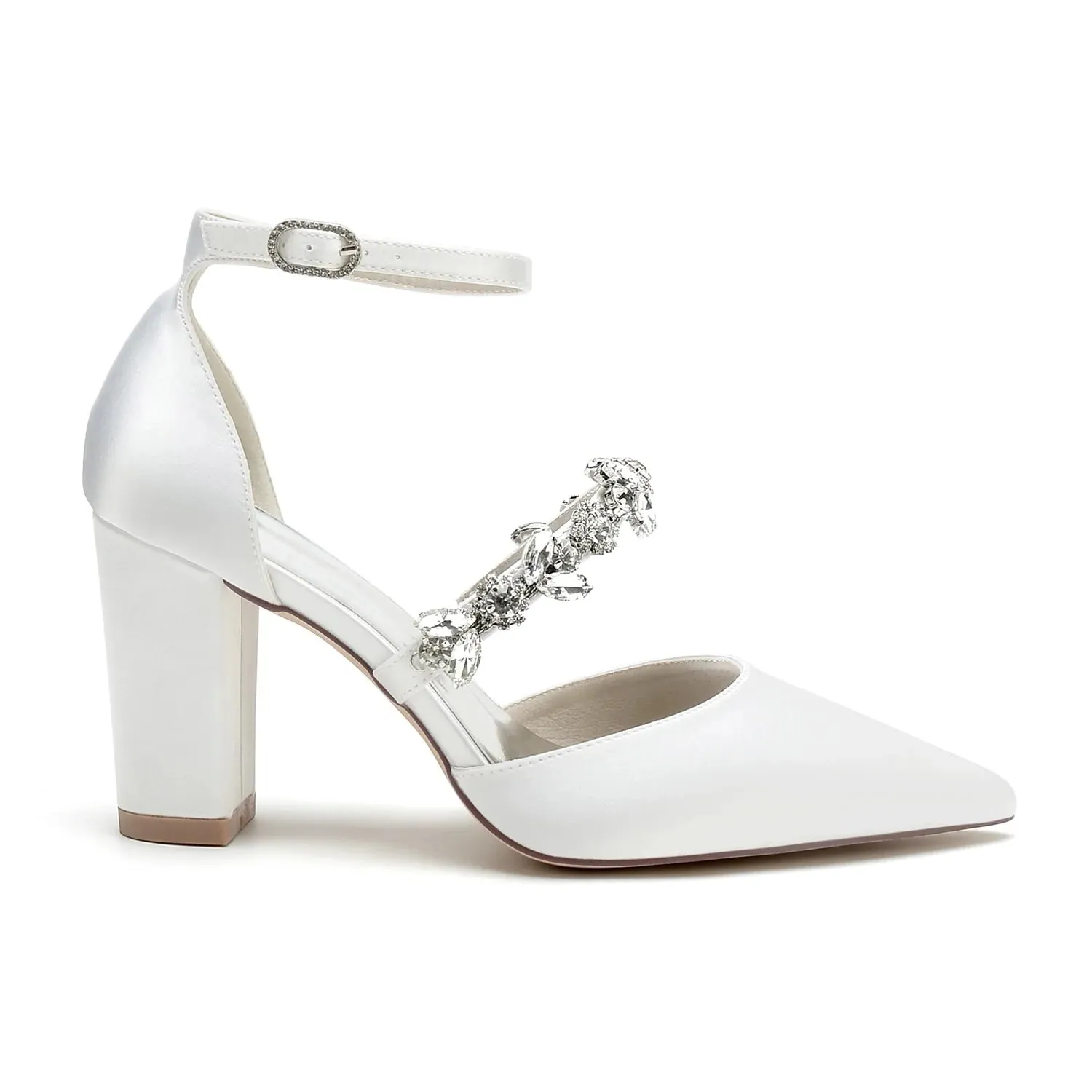 Funki Buys | Shoes | Women's Satin Crystal Block Heeled Shoes