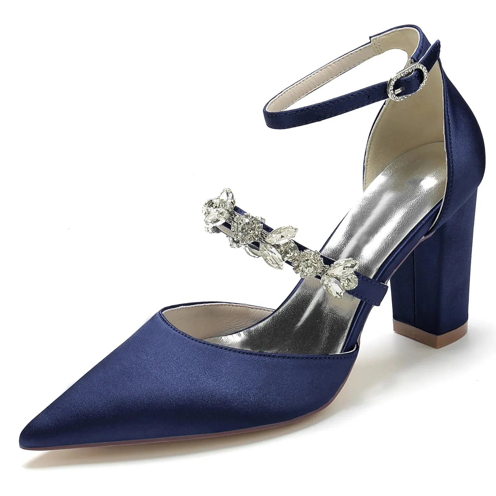 Funki Buys | Shoes | Women's Satin Crystal Block Heeled Shoes