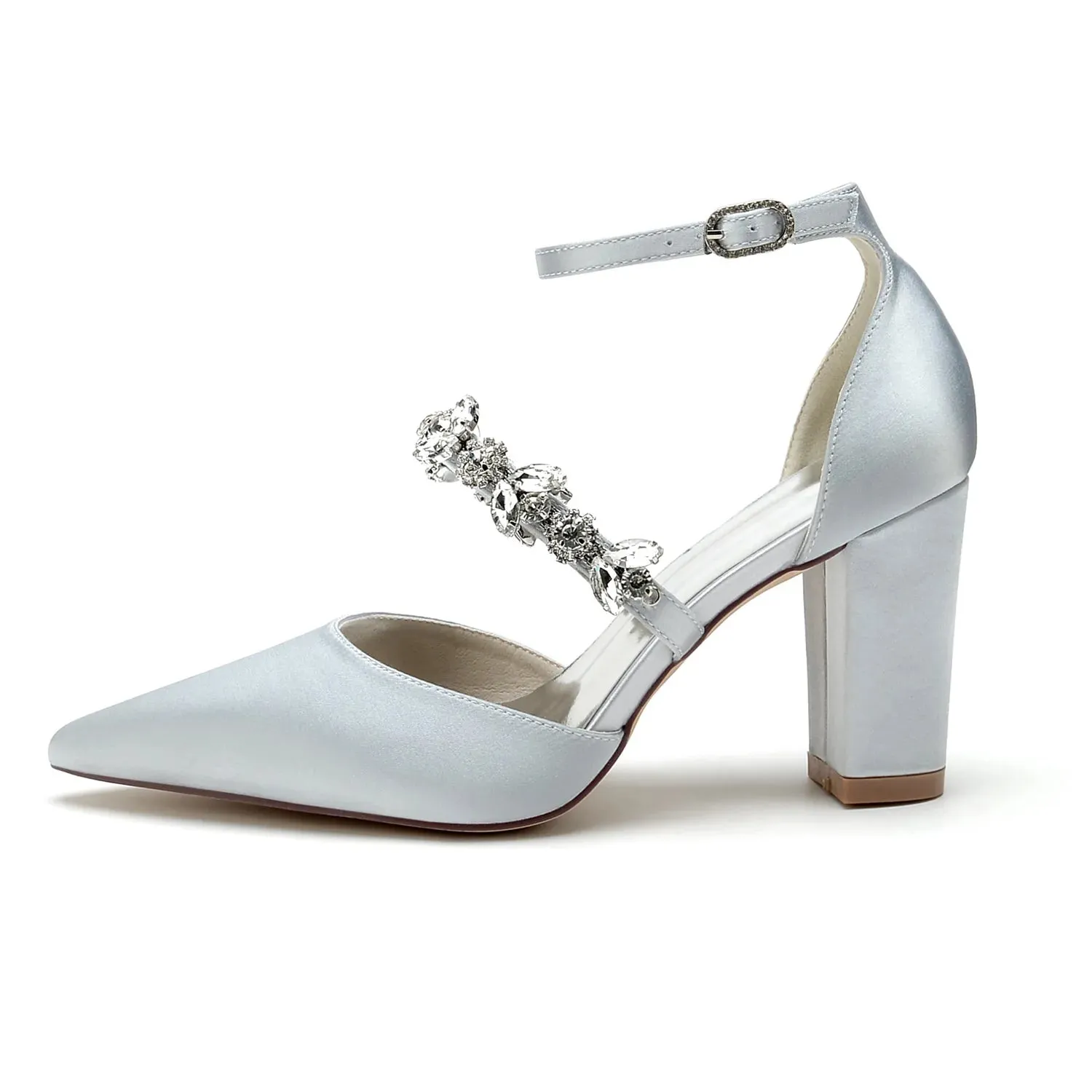 Funki Buys | Shoes | Women's Satin Crystal Block Heeled Shoes