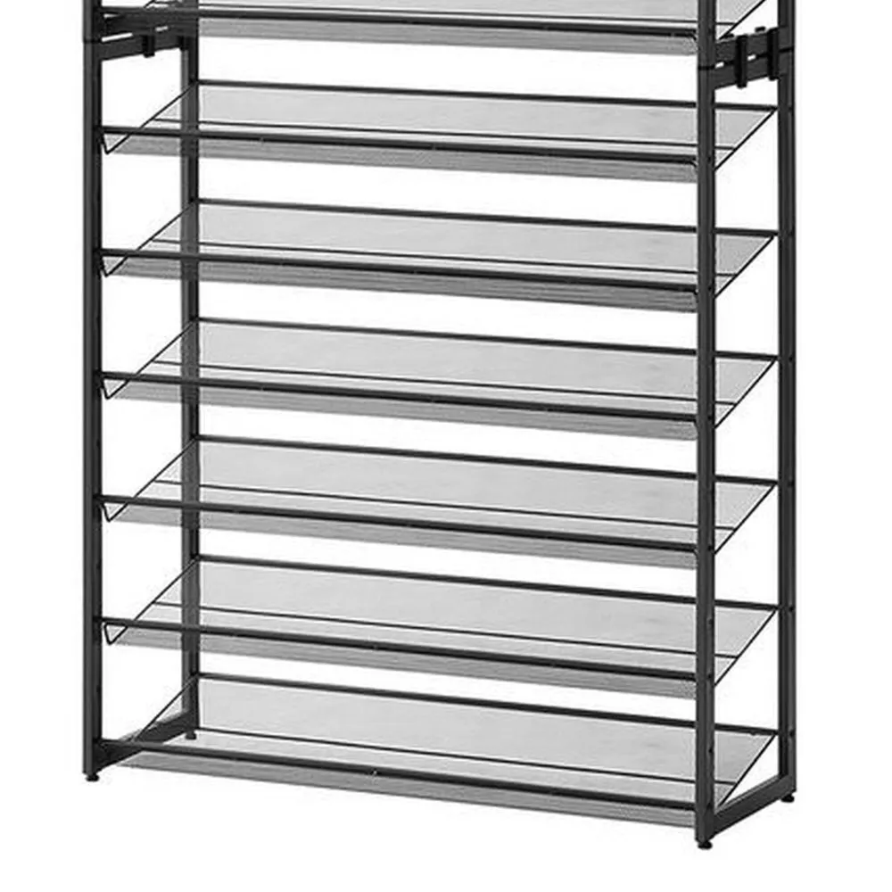 Gaco 87 Inch Shoe Rack, 12 Shelves, Stackable Metal Frame, Black Finish By Casagear Home