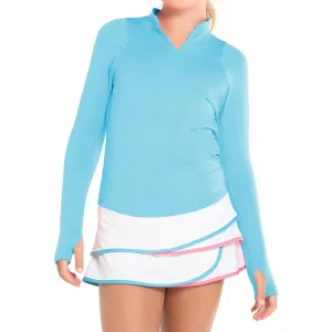 Girl's Mandarin Collar Tennis Long Sleeve Ocean