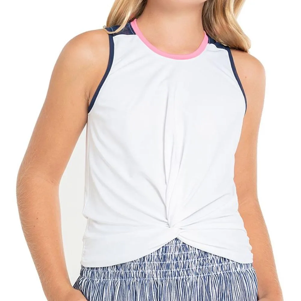 Girls' Pretty Bow Tennis Tank White and Navy