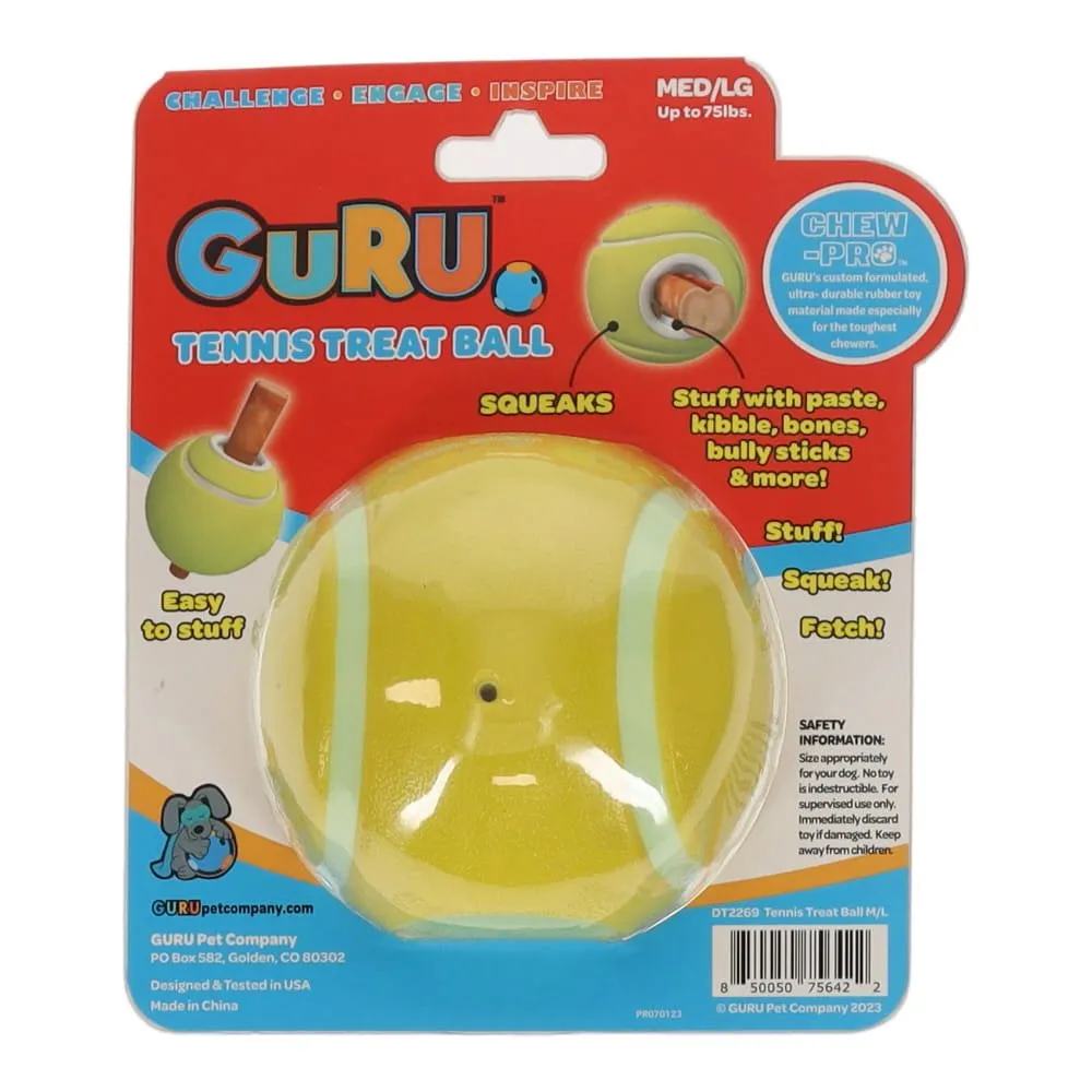 GURU Tennis Treat Ball Treat Holder Dog Enrichment Toy Medium/Large