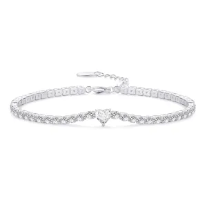 Heart Solitaire Tennis Bracelet Created with Zircondia® Crystals