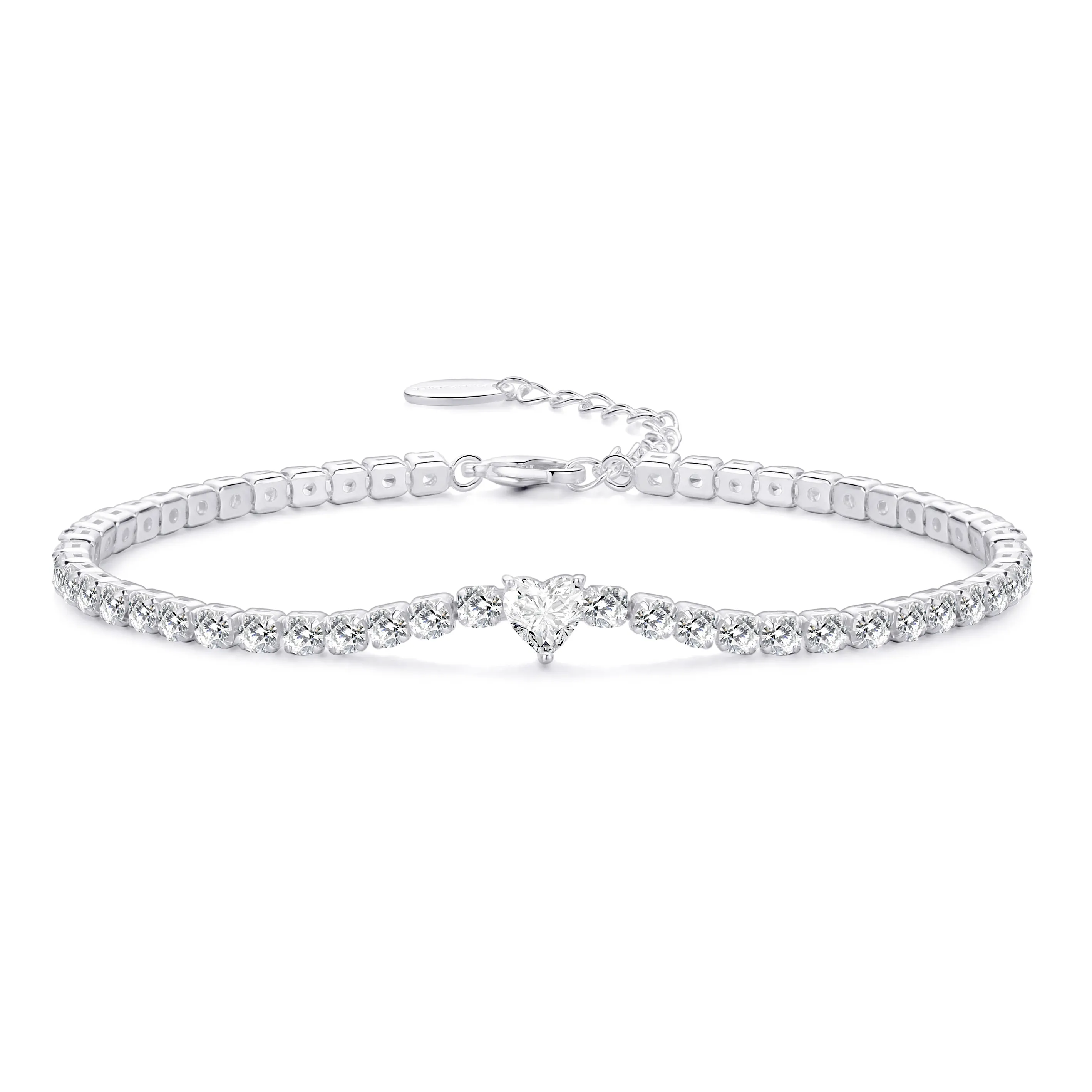 Heart Solitaire Tennis Bracelet Created with Zircondia® Crystals