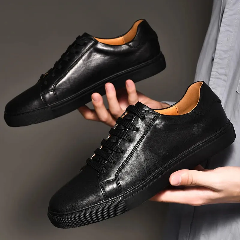 Hnzxzm Men Shoes Genuine Leather Casual Shoes Fashion Sneakers British style Cow Leather Men Shoes New Men Sneakers