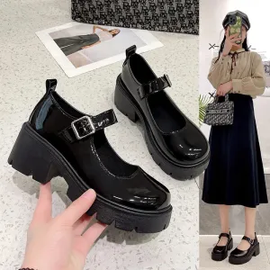 Hnzxzm Shoes Platform Shoes Heels  Women Japanese Style Vintage Pumps for Women College Student Women's Shoes