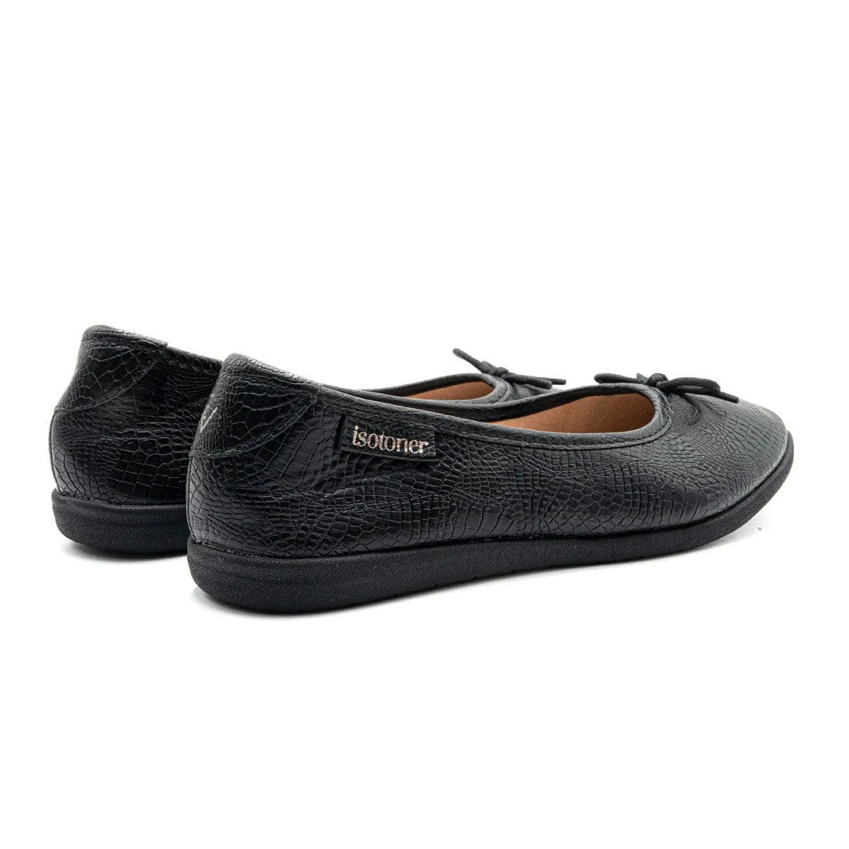 Isotoner Casual Ballerinas Leather Black Colour For Women