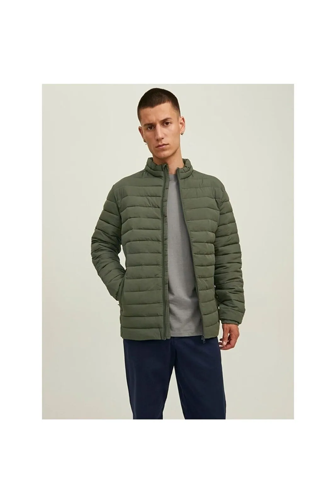 Jack & Jones Jacket Mens Full Zip Green Long Sleeve Jacket Casual Jacket