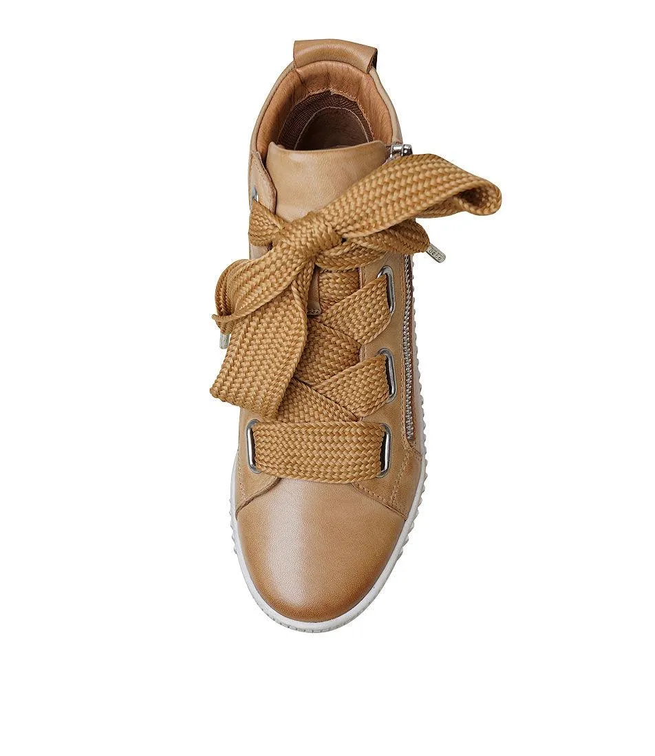 Joyous Tan Leather Sneakers