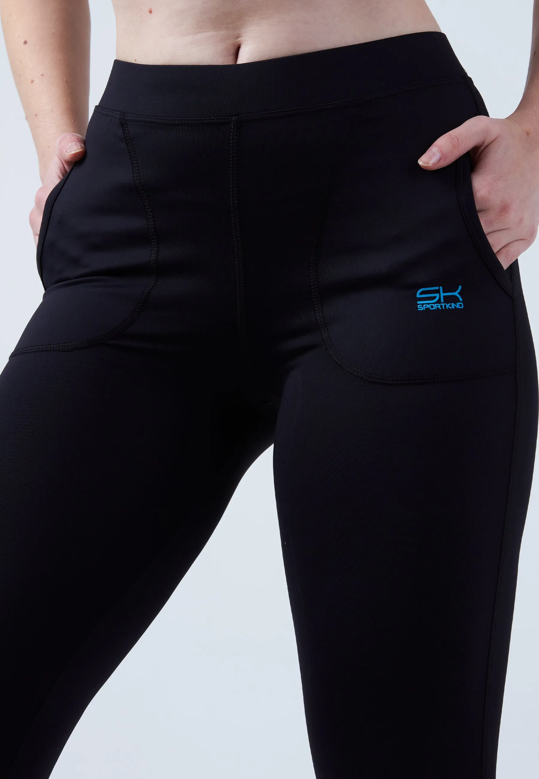 Long Tennis Leggings with pockets, black