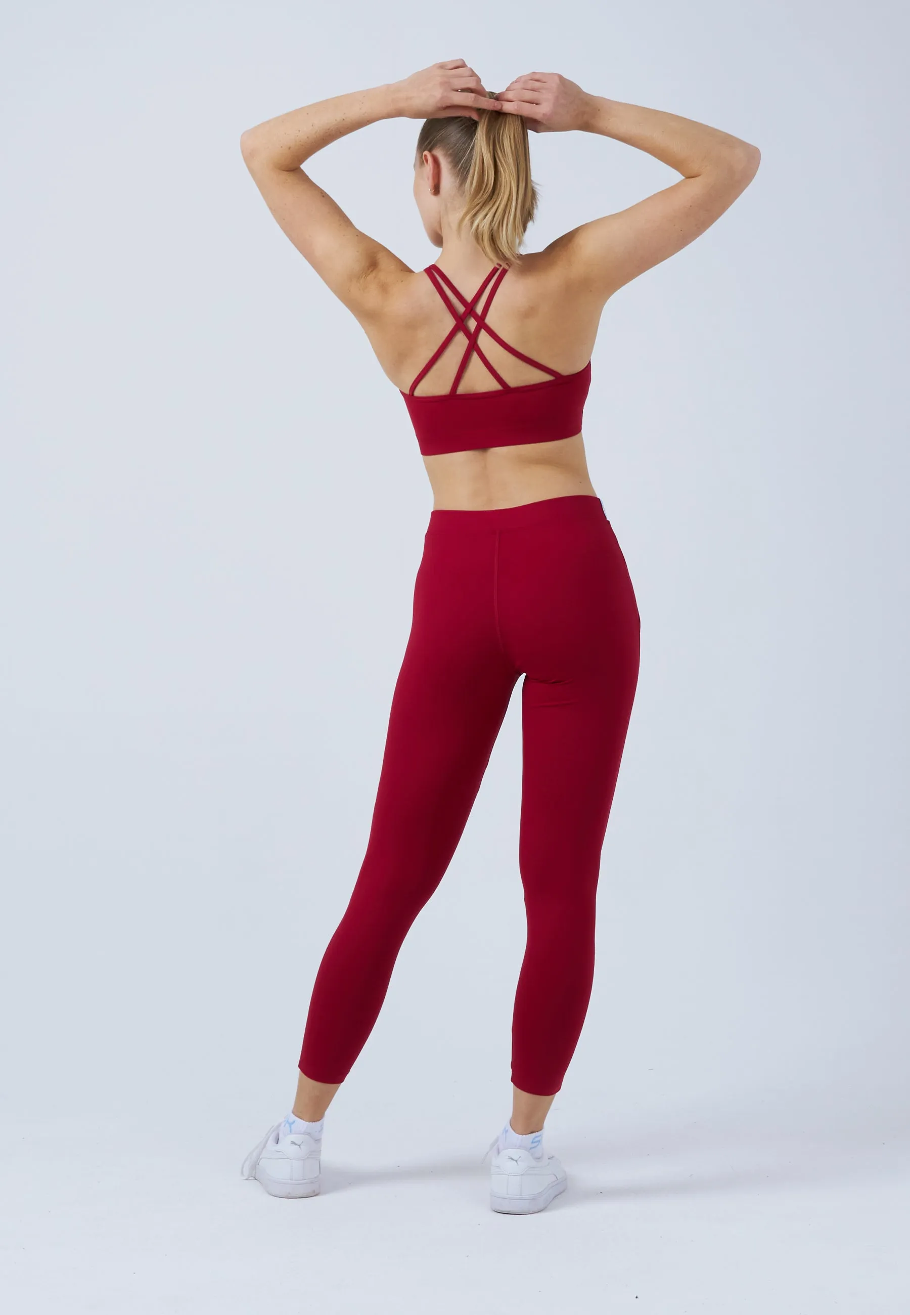 Long Tennis Leggings with pockets, burgundy red