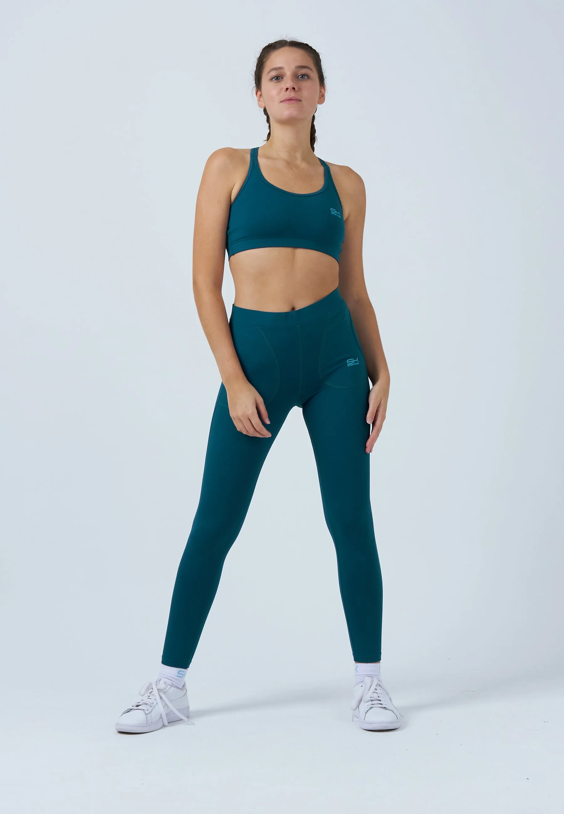 Long Tennis Leggings with pockets, dark teal