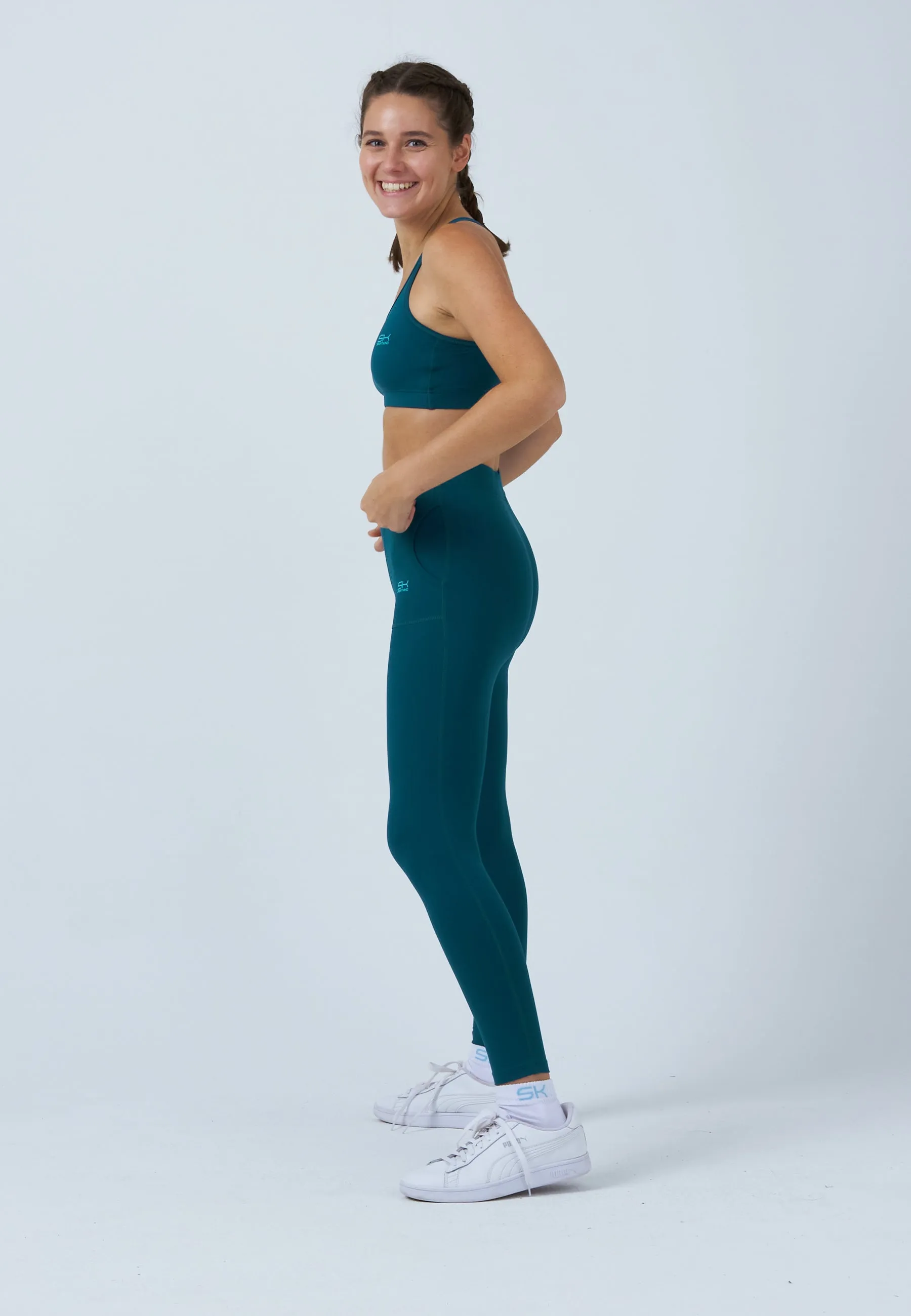 Long Tennis Leggings with pockets, dark teal