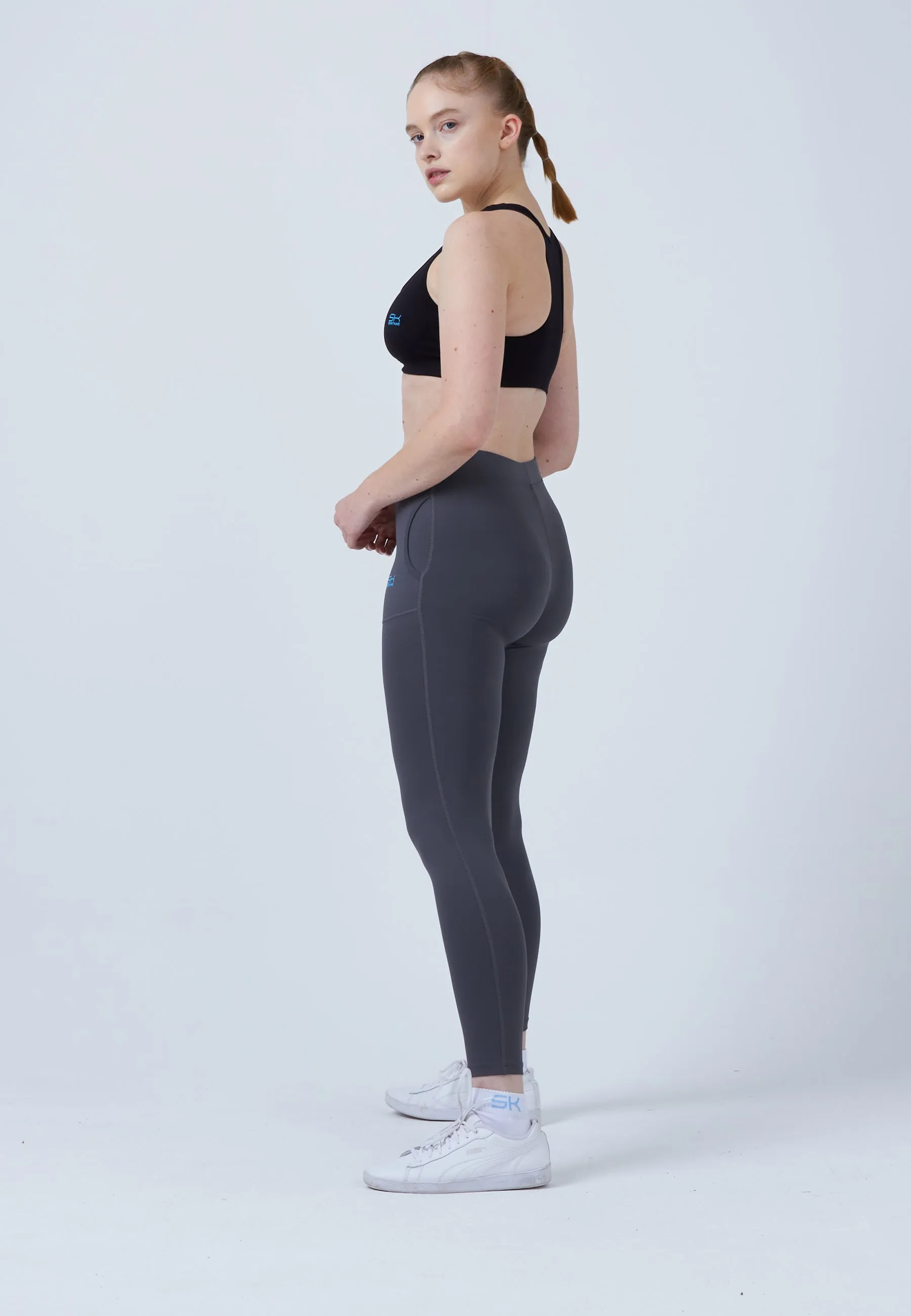 Long Tennis Leggings with pockets, grey