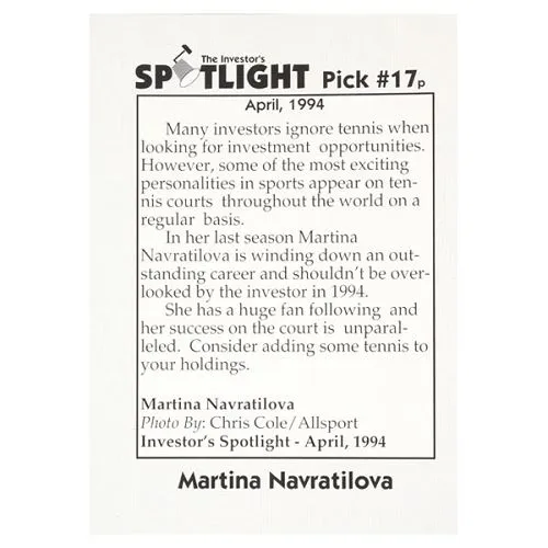 Martina Navratilova Spotlight Card - Limited