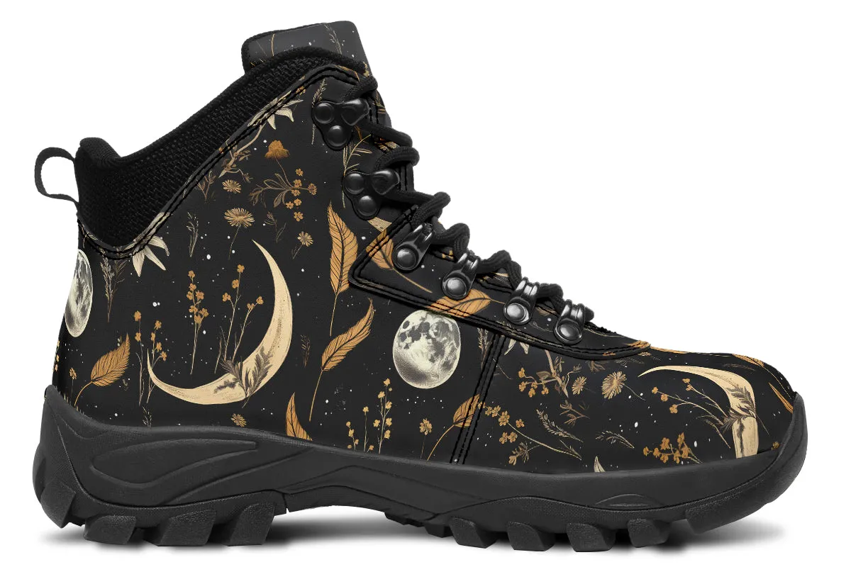 Moonlit Botanica Outdoor Boots - Water Resistant Vegan Leather Trekking Shoes with Durable Soles