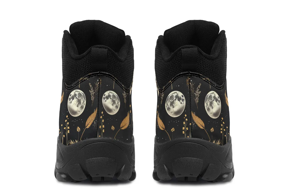 Moonlit Botanica Outdoor Boots - Water Resistant Vegan Leather Trekking Shoes with Durable Soles