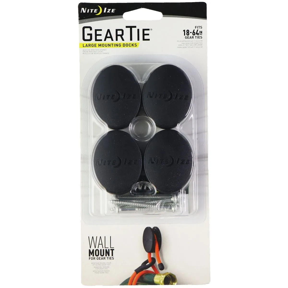 Nite Ize Gear Tie Large Mounting Docks - 4 Pack - Black