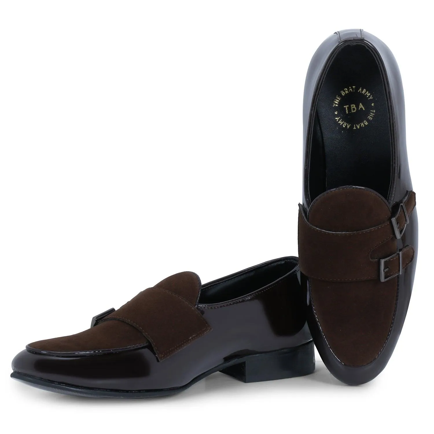 Oban Brown  Patent Double Monk Slip Ons