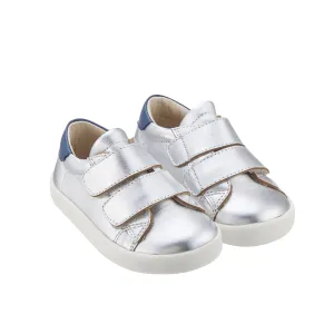 Old Soles Baby Toddy Leather Sneakers in Silver / Jean