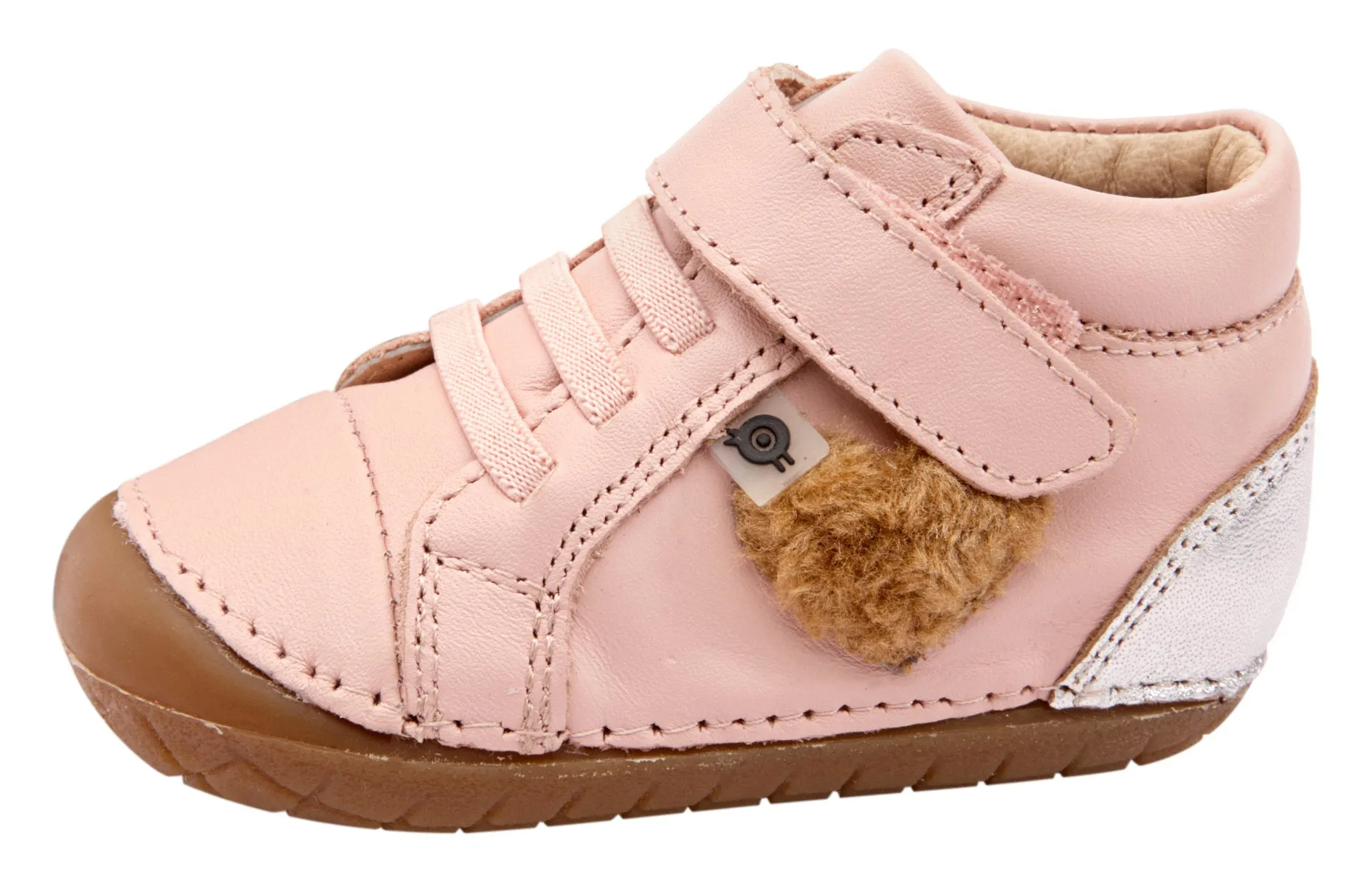 Old Soles Girl's 4072 Heart Champ Sneaker Booties - Powder Pink/Silver