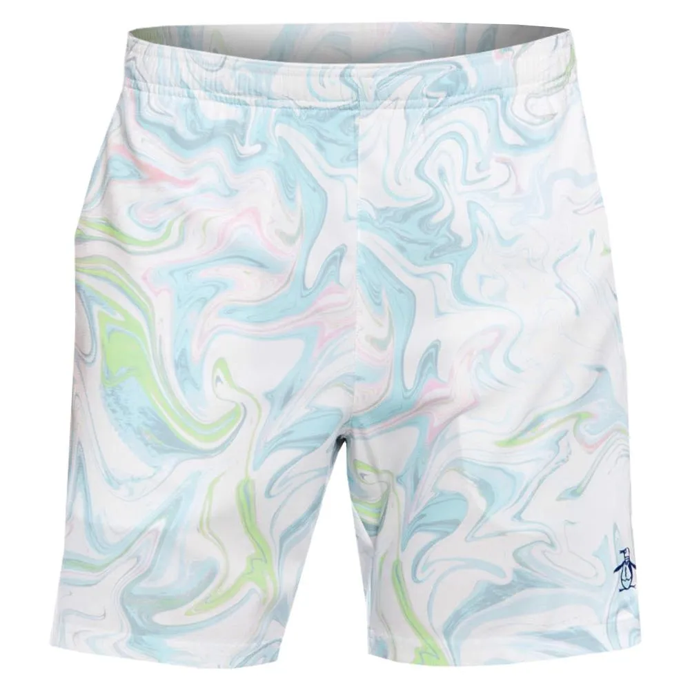 Penguin Men's 7" Marble Print Short - Bright White/Mix