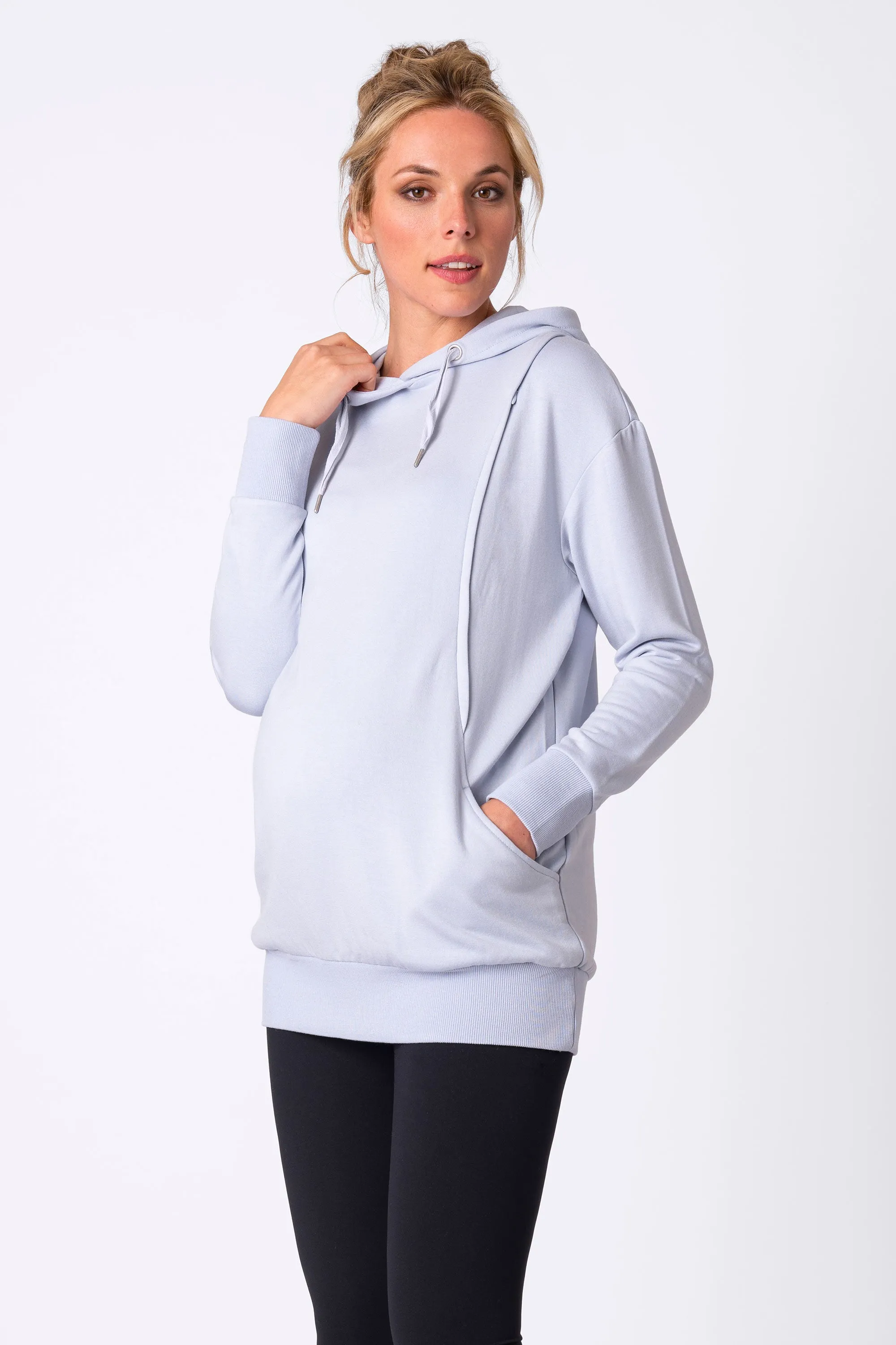 Pernella Powder Blue Maternity & Nursing Hoodie by Seraphine