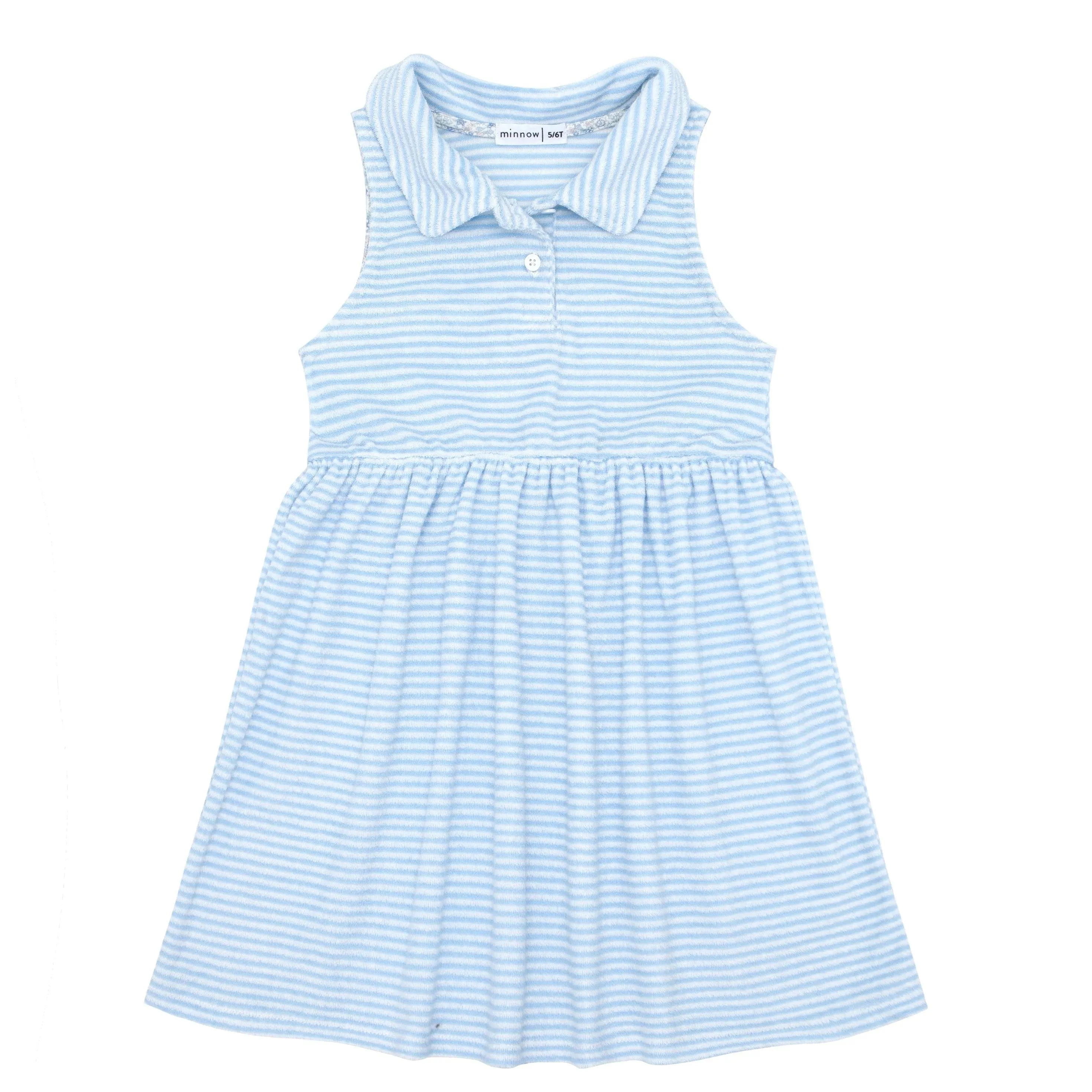 Powder Blue Stripe French Terry Tennis Dress