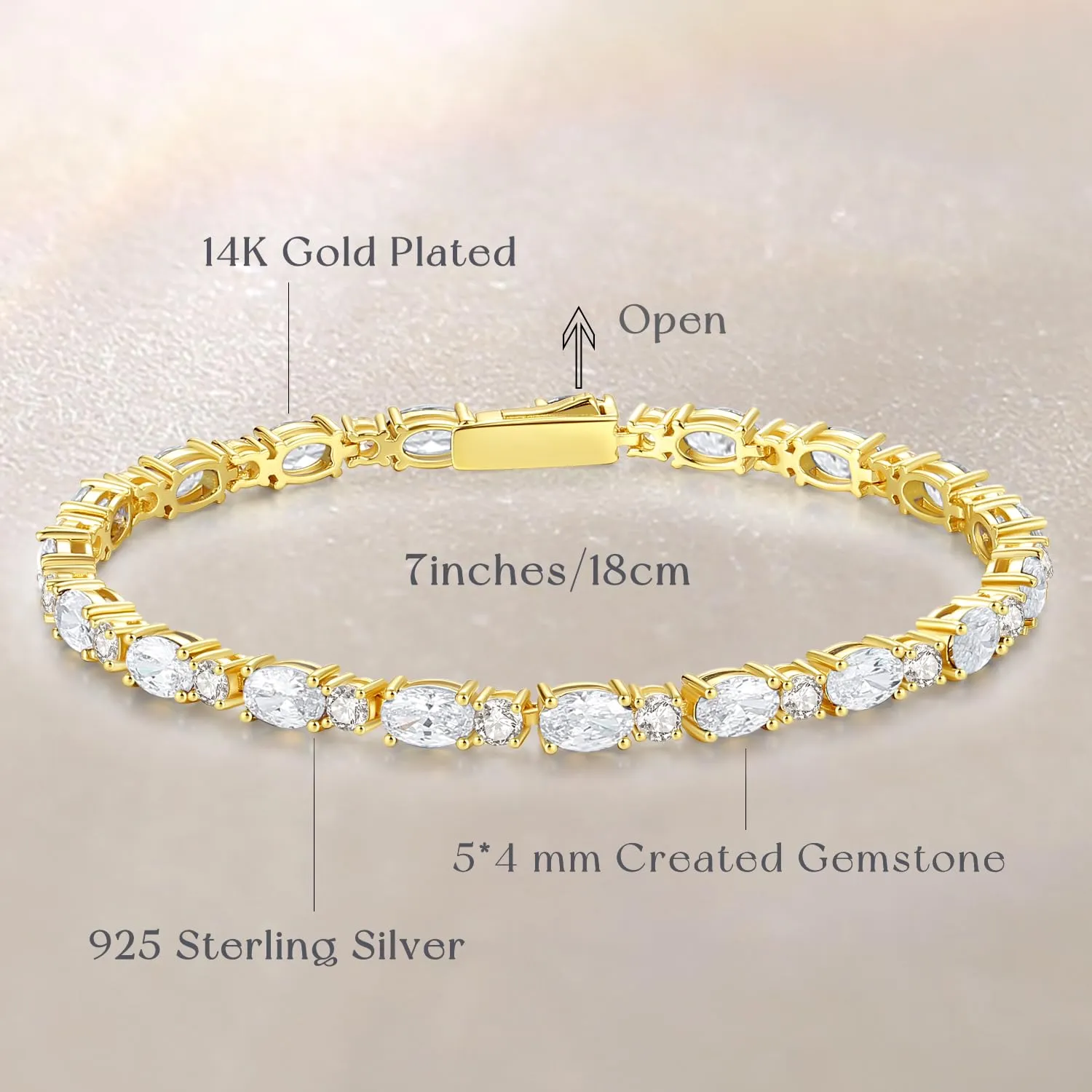 "Glamour Radiance" April Birthstone Fancy Cut Oval Cubic Zirconia Tennis Sterling Silver Bracelet