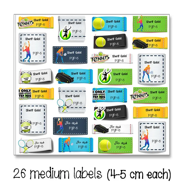 ""Tennis" School labels packs