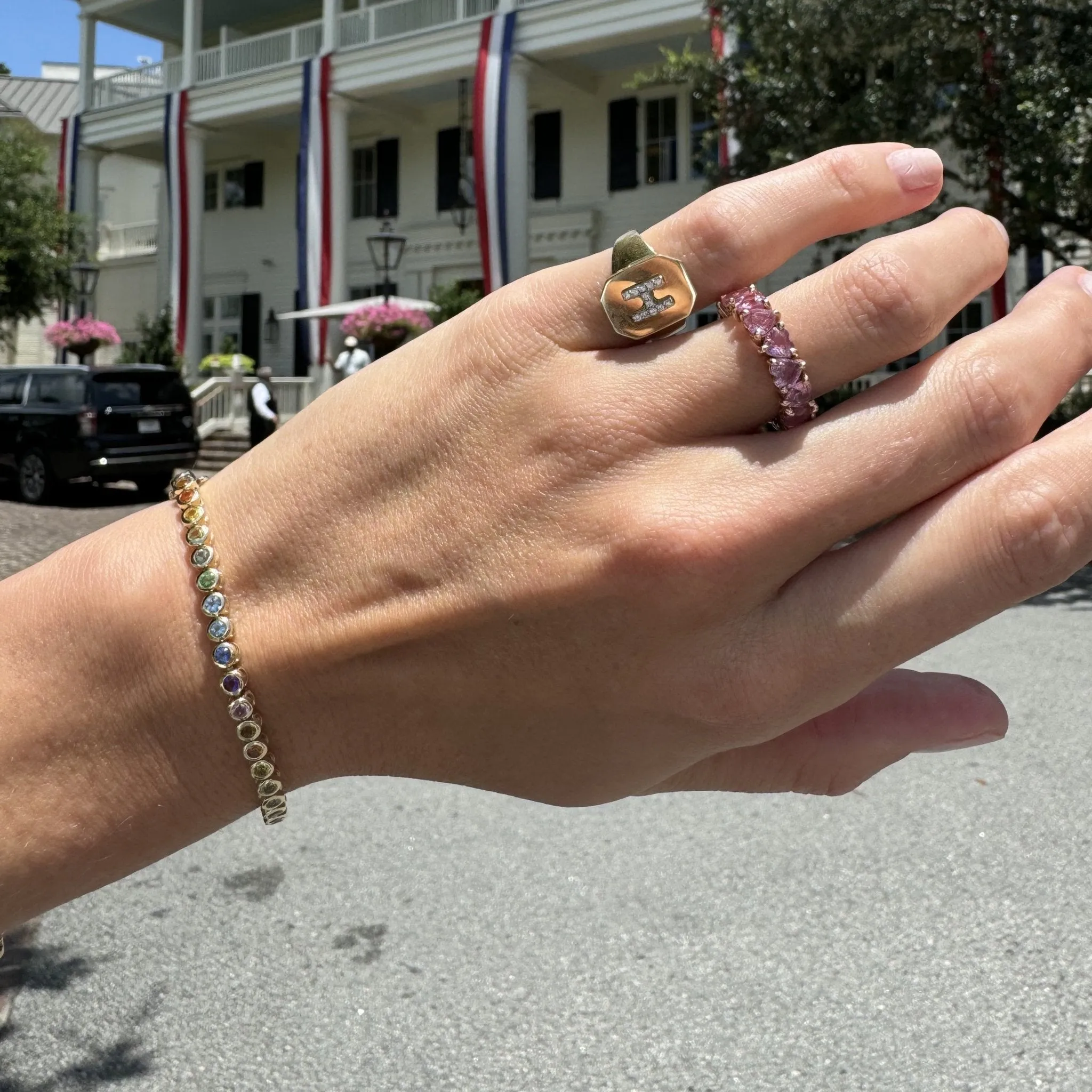 Rainbow Bezel Set Tennis Bracelet