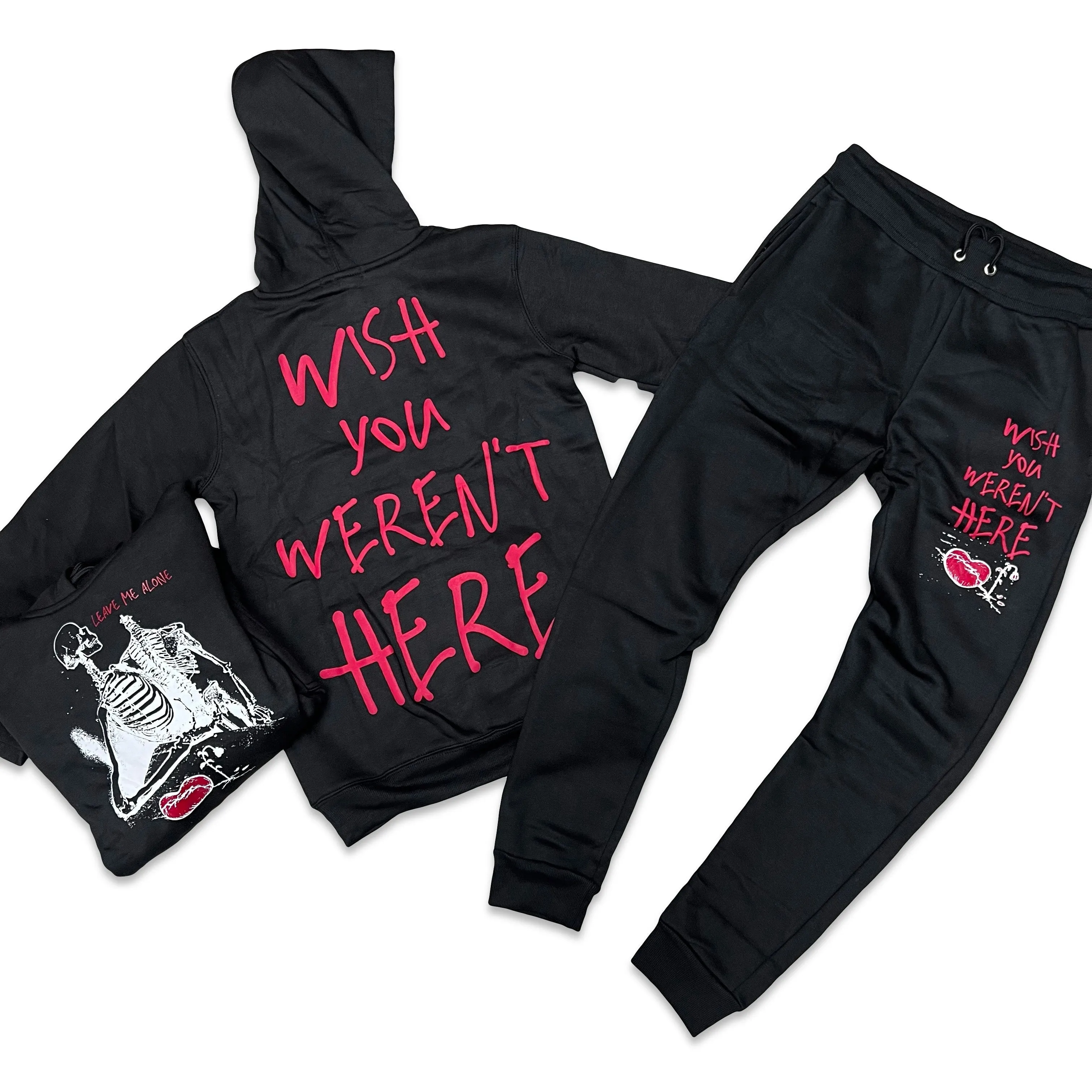 RETRO LABEL LEAVE ME ALONE HOODIE & JOGGER SET (RETRO 12 CHERRY)