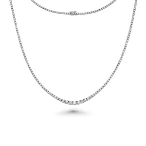 Riviera Diamond Tennis Necklace (7.00 ct.) 2 mm to 4.5 mm 4-Prongs Setting in 14K Gold