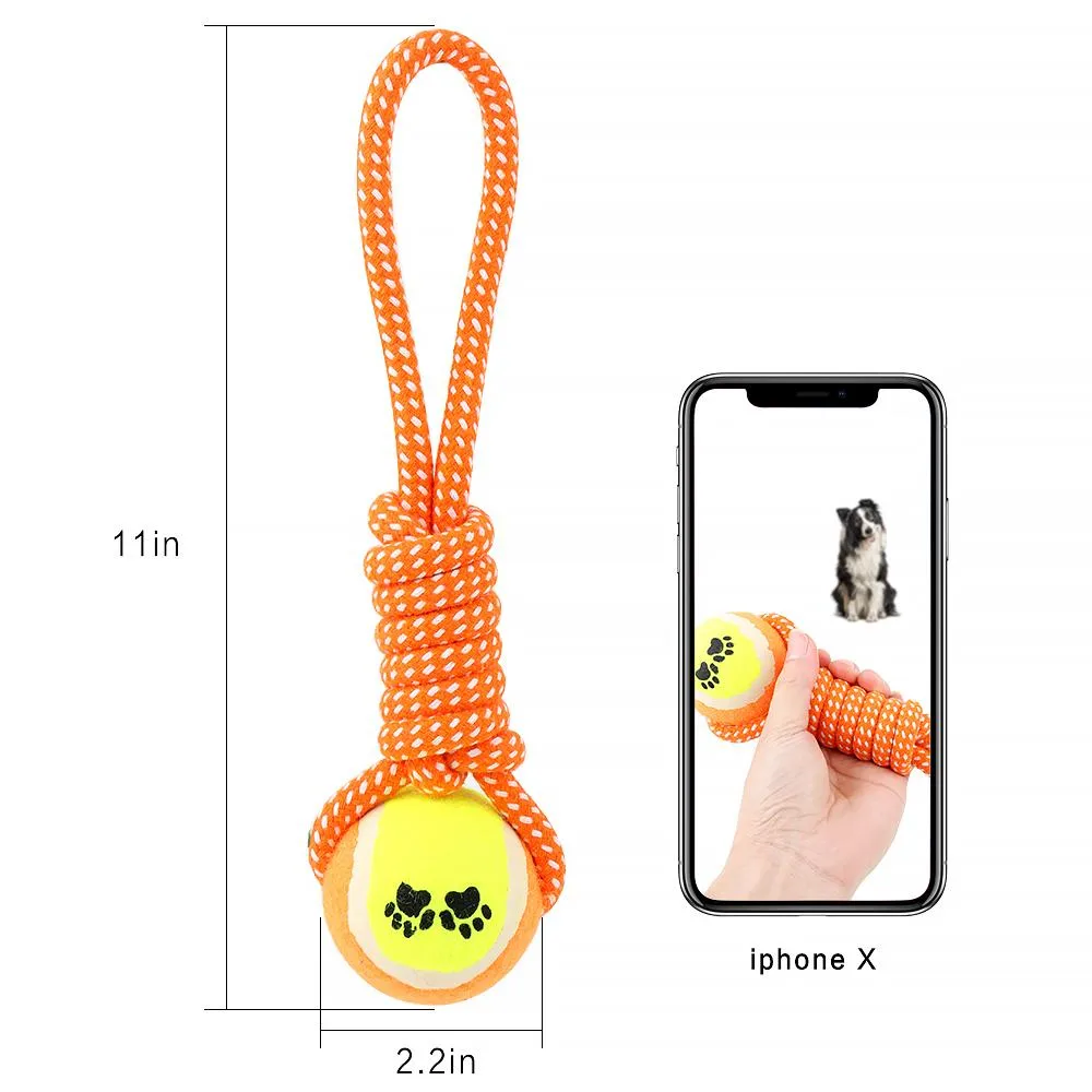 Rope Toy For Dog - with Tennis Ball 30cm