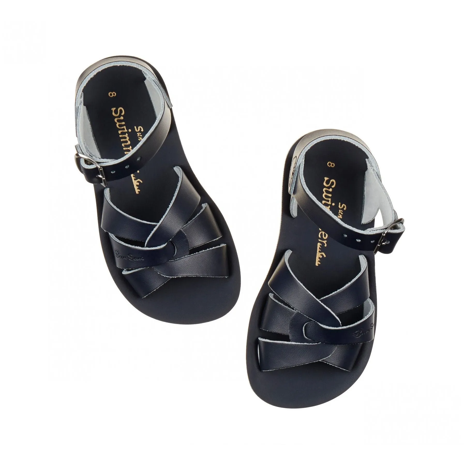 Salt-Water Swimmer Childrens Navy Leather Sandals