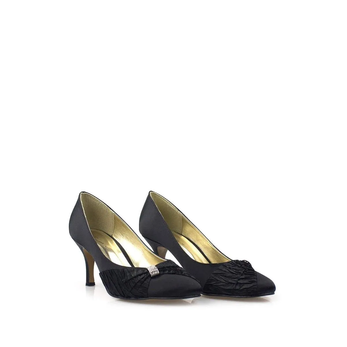 SASHA Pointed Toe Medium Heel Court Shoe With Diamante Trim