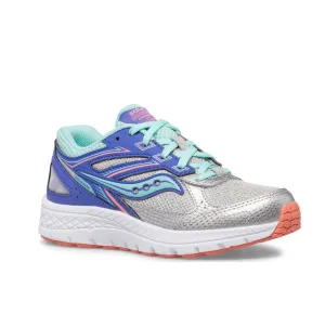 Saucony Big Kid's GIRLS Cohesion 14 Sneakers - Light Silver/Periwinkle/Turquoise