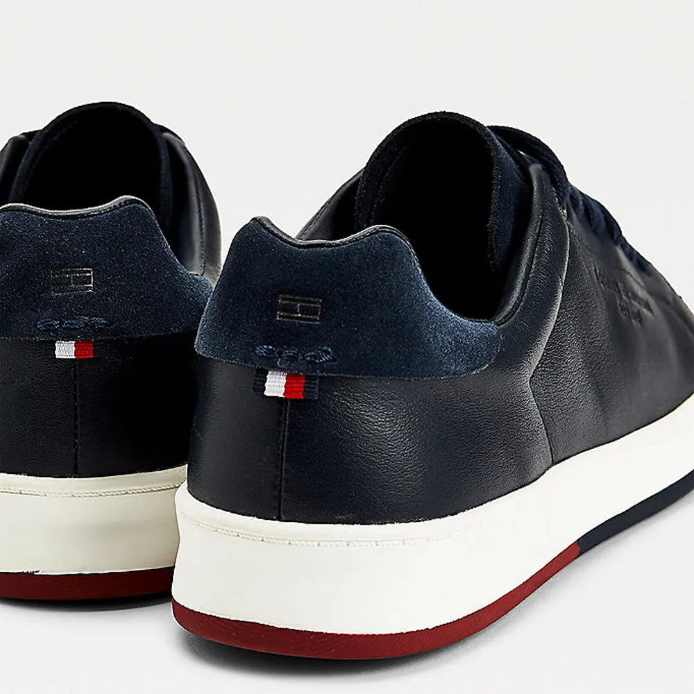 Scarpe Uomo TOMMY HILFIGER Sneakers linea Retro Tennis in Pelle colore Blu