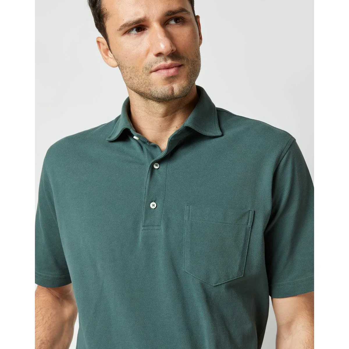 Short-Sleeved Polo Dark Spruce Pima Pique