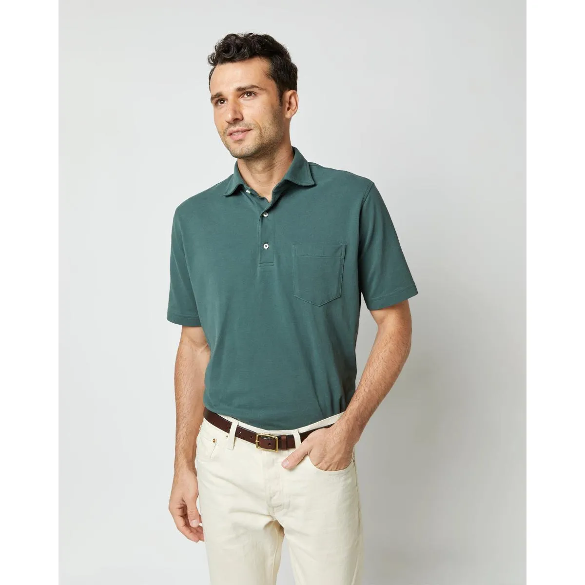 Short-Sleeved Polo Dark Spruce Pima Pique