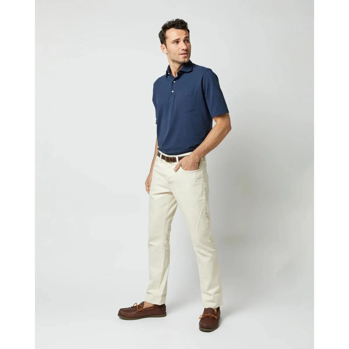 Short-Sleeved Polo Navy Pima Pique